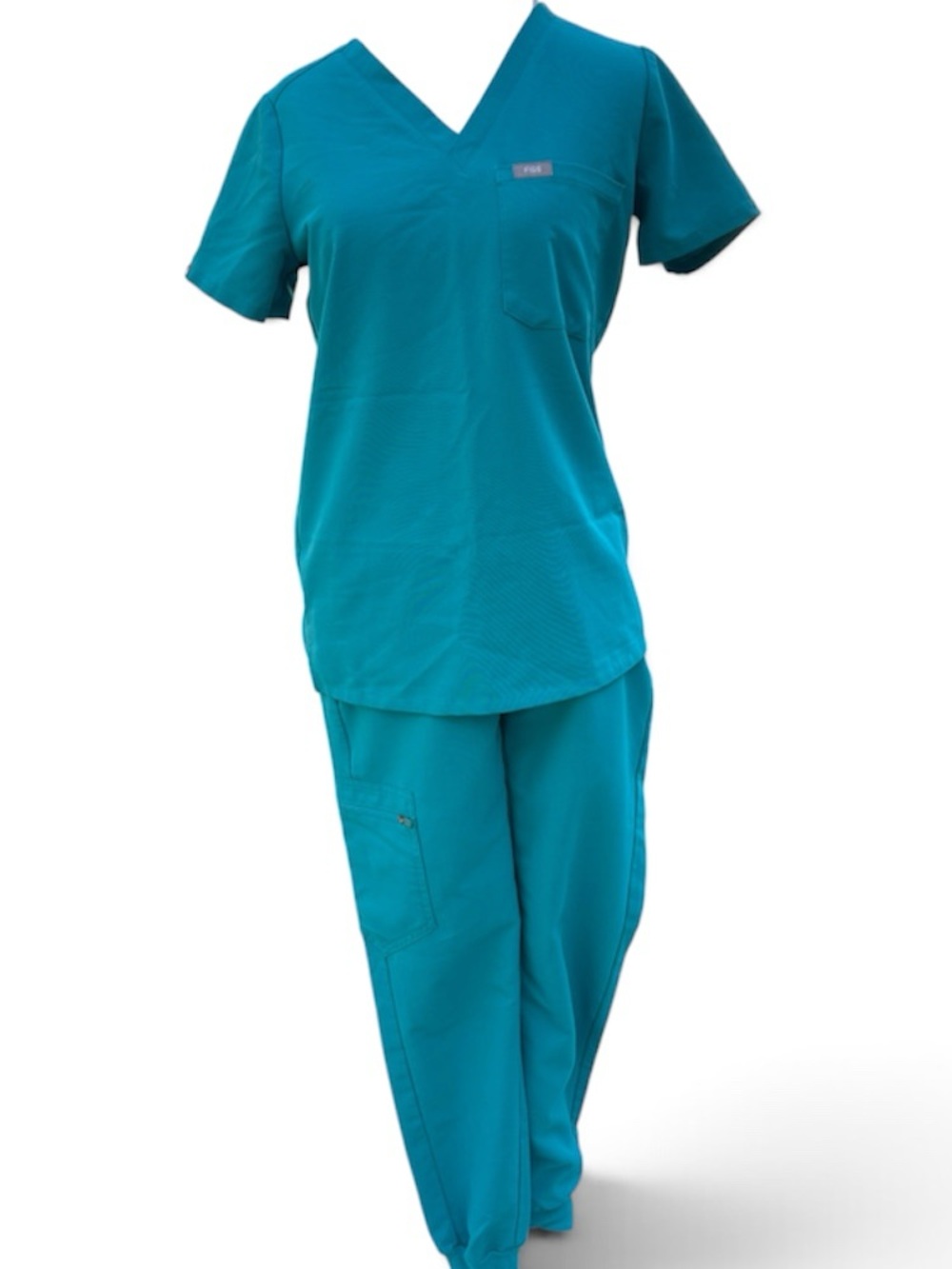 Figs Women's Teal Scrub Set - V-Neck Top & Drawstring Joggers